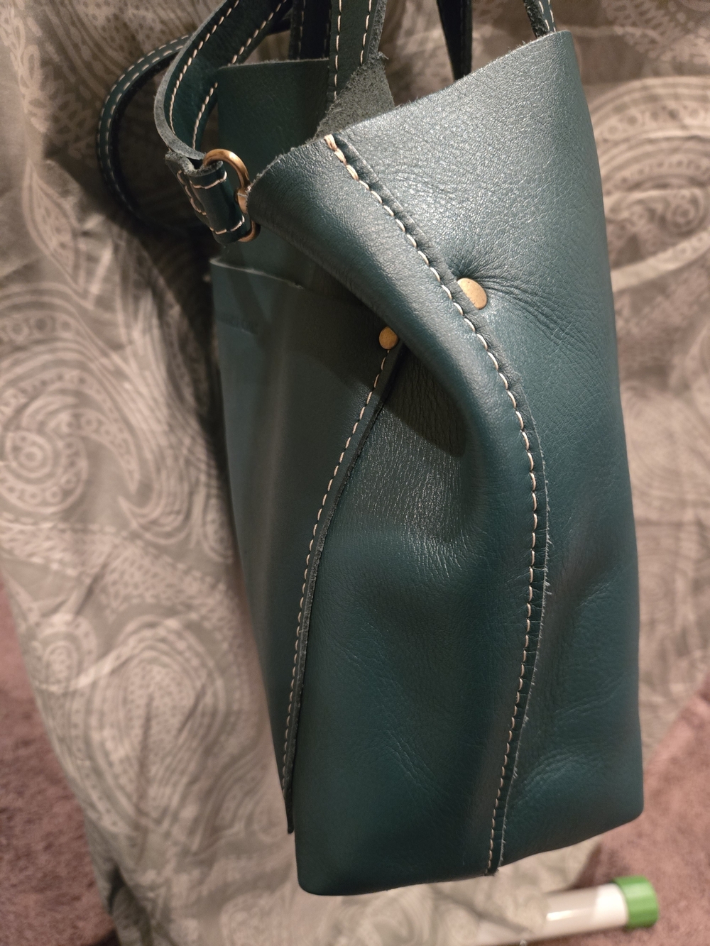 Portland Leather Teal Crossbody Medium Tote Bag. Like New. - Picture 7 of 14